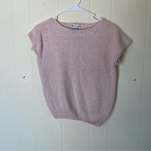 Variations Pink Knit Sweater with Pearls Cropped